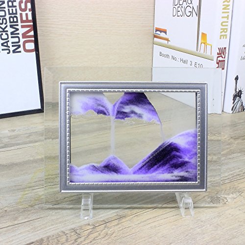 CooCu Dynamic Moving Sand Picture,Sand Art,Sandscapes Art in Motion,Desktop Art Toys,Best Gift to Your Friend with Gift Card(Purple) (S)
