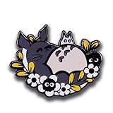 Cartoons Love Nap Totoros Hard Enamel Pin Beautiful Kawaii Plant Flowers Brooch Buttons Jewelry for Jackets Jeans Backpack Cloth Lapel Bag Hat Gift for Miyazaki Hayaos Movie Fans Girl Women Boy