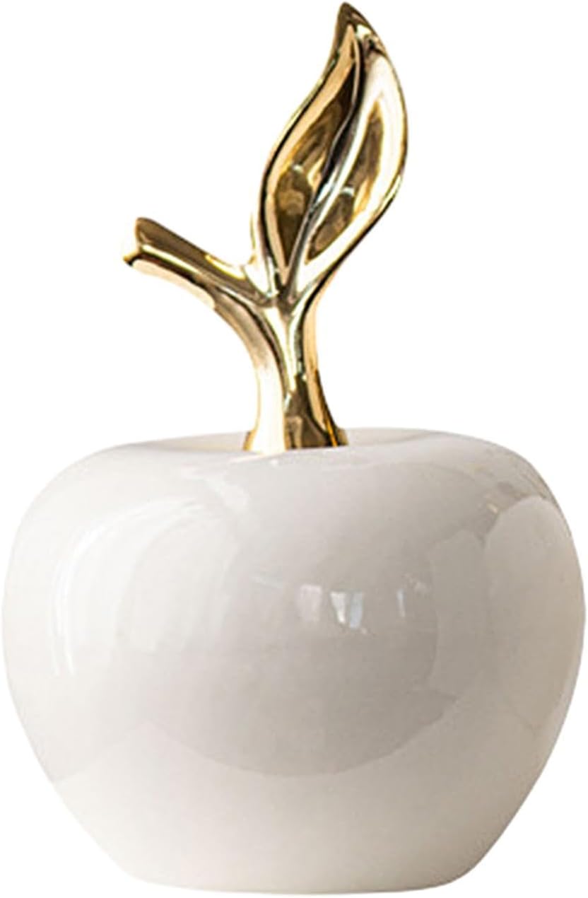 Statue Ceramic Figurine Gifts Collection Tabletop Fruit Sculpture Ornament for Dining Room Home Bookshelf Decor, White, Small