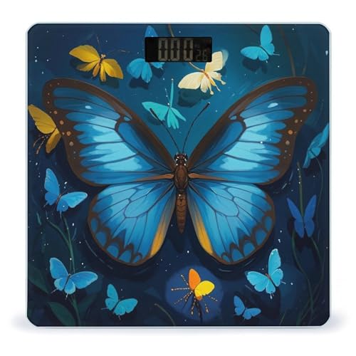 Báscula digital de baño con diseño mariposa azul miniatura 1