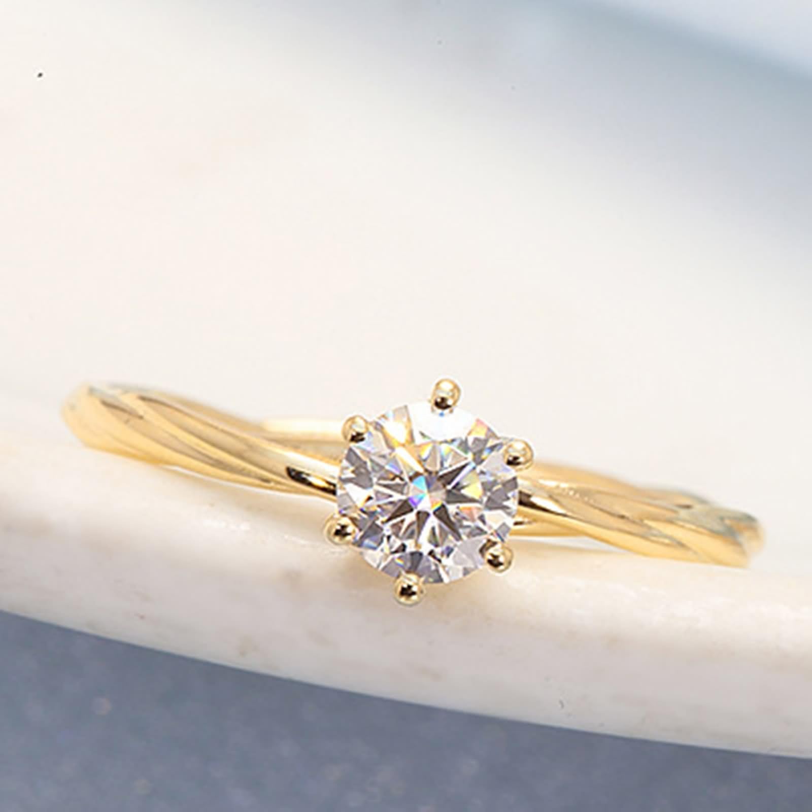 Fedi Nuziali Moderne, Fedi Nuziali Stile Elegante Oro Giallo 14K/18K Anniversario Regali Per Donna
