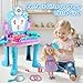 Toddler Frozen Vanity Table and Chair, Girls Magic Makeup Set with Mirror and Lights & Music, Kids Pretend Play Toys for 2 3 4 5 Year Old Girl Princess Dress Playset Birthday Easter Gifts Ages 2-4 3-5