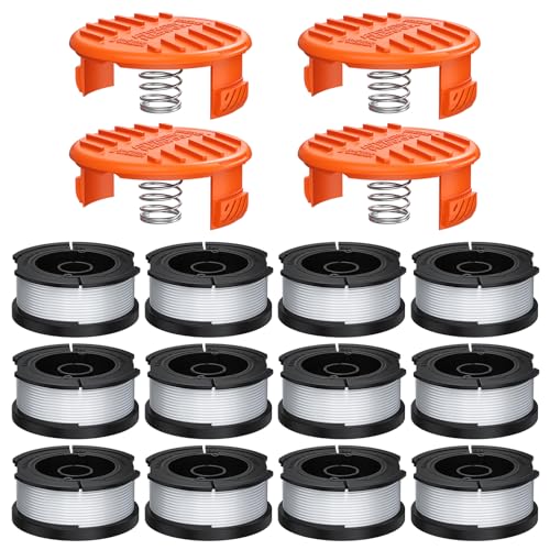 Replacement Spool for Black+Decker 12 Pack Trimmer String 0.065 AF-100 Autofeed Replacement Spools(12 Spool+4 Caps)