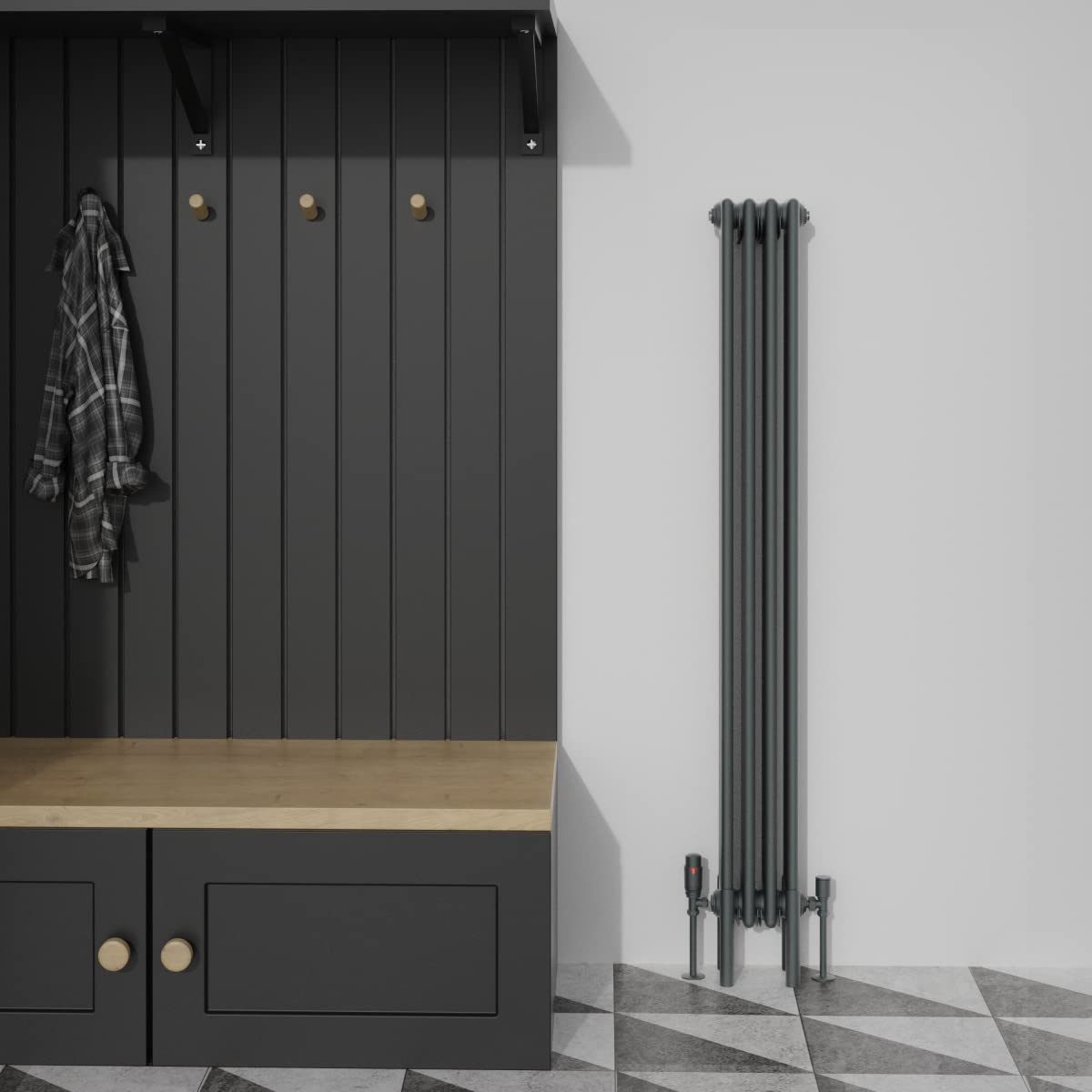 Warmehaus Traditional Cast Iron Style Anthracite Quadruple Column Vertical Tall Radiator 1500x200mm Perfect for Bathrooms, Kitchen, Living Room โ image 1