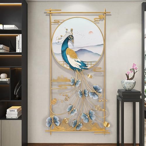 Image of Pinnacle Craft India Peacock Design Metal Wall Art(48x24inch) | Home Deccorative Wall Sculpture | Wall-Mounted Sculpture | Hanging for Living Room, Kitchen, Office, Restuarant | Decoration Gifts