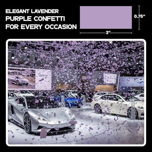 Image of Ultimate Confetti, Lavender Purple Biodegradable Confetti - Rectangular Flame-Resistant and Slow-Falling Tissue Paper Confetti for Cannon and Launcher use - Best for Celebrations - 1 lb, 16 oz