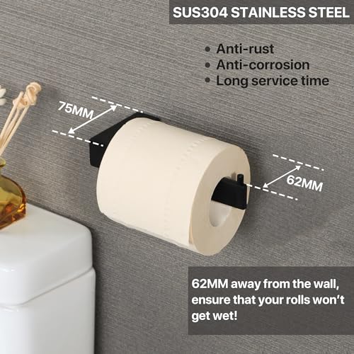 SAYAYO Toilet Roll Holder Wall Mounted Black Toilet Paper Holder Tissue Holder for Bathroom Kitchen SUS304 Stainless Steel, EGKN2311-B - Image 4
