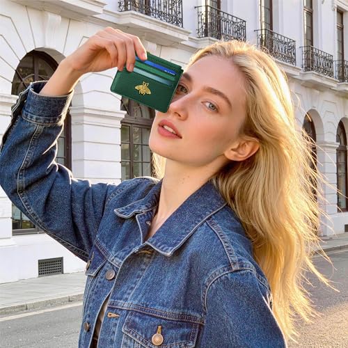 Image of SEAVILIA Card Holder Keychain Wallet for Women with ID Window RFID Coin Purse Bee Gifts Slim Minimalist Small Wallet