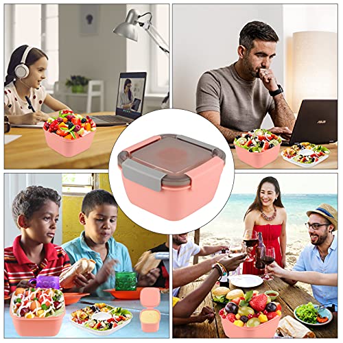 image for HSYTEK Salad Lunch Box, 38 OZ Salad Dressing Container Bowl, 2-Compart