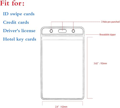 Miniatura 2 de King Sum - Porta gafete de identificación vertical, sellable, impermeable, plástico transparente, compatible con RFID, proximidad, tarjeta de banda