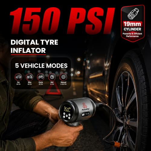 Image of Autofy Bolt 5-in-1 Cordless Vacuum Cleaner for Car & Home -18000PA Suction,150 PSI Tyre Inflator,100W BLDC Motor, 6000mAh Type-C, HEPA Filter, LED Torch | 2 Year Warranty