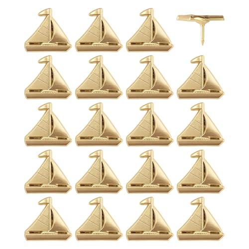 Image of Sailboat Push Pins - Gold Sailing Pins - for Cork Board, Maps, or Lapel Pin Use - Designed in USA - Set of 20