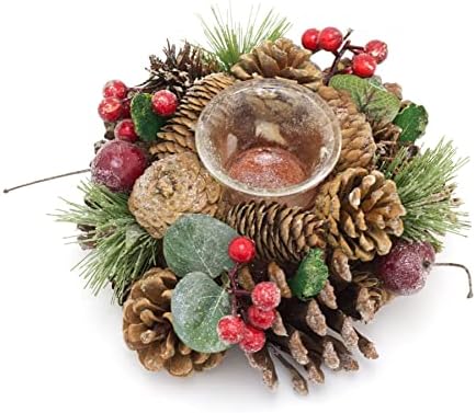 19cm Traditional Christmas Tealight Candle Holder | Christmas Wreath Tea Light Holder | Christmas Candle Centerpiece
