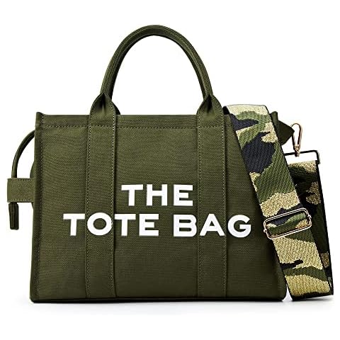KALIDI The Tote Bag for Women with Zipper Canvas Handbags Shoulder Bags for Ladies Girls Women Casual Crossbody Bags for School Travel Work - Army Green Cover