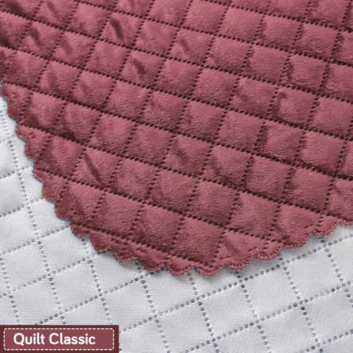 Image of HOKIPO Quilted Sofa Cover 6 Seater Set - Washable 3+2+1 Sofa Panel for Seat & Back | 'Quilt Classic' Pink (IN-927+926+925 * 2-Onion)