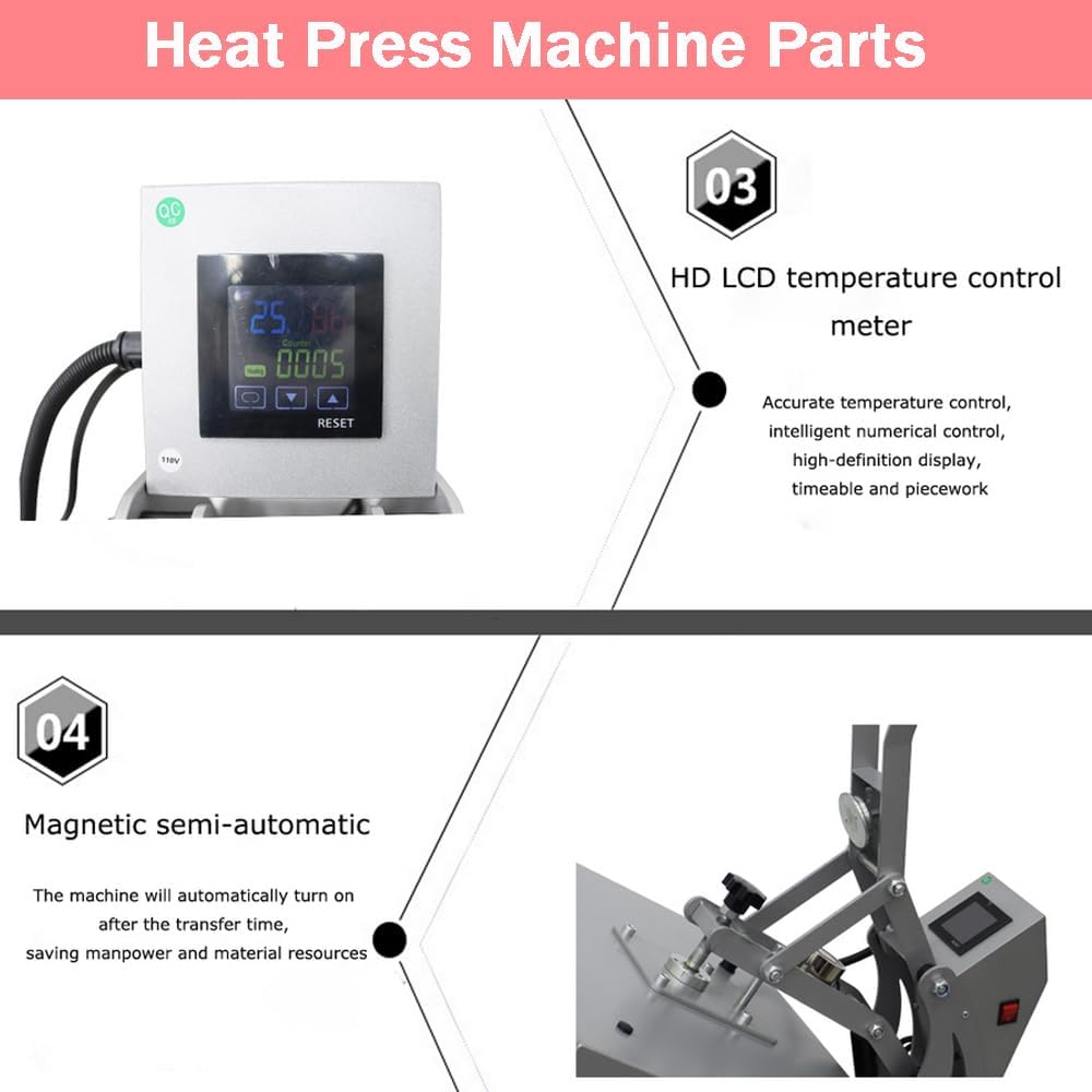 INTBUYING 15x15 Inch Heat Press Machine Magnetic Semi-Automatic Slide-Out Sublimation Transfer Machine Drawer Design Heat Transfer Machine with Silicone Pad for T-Shirts Printing