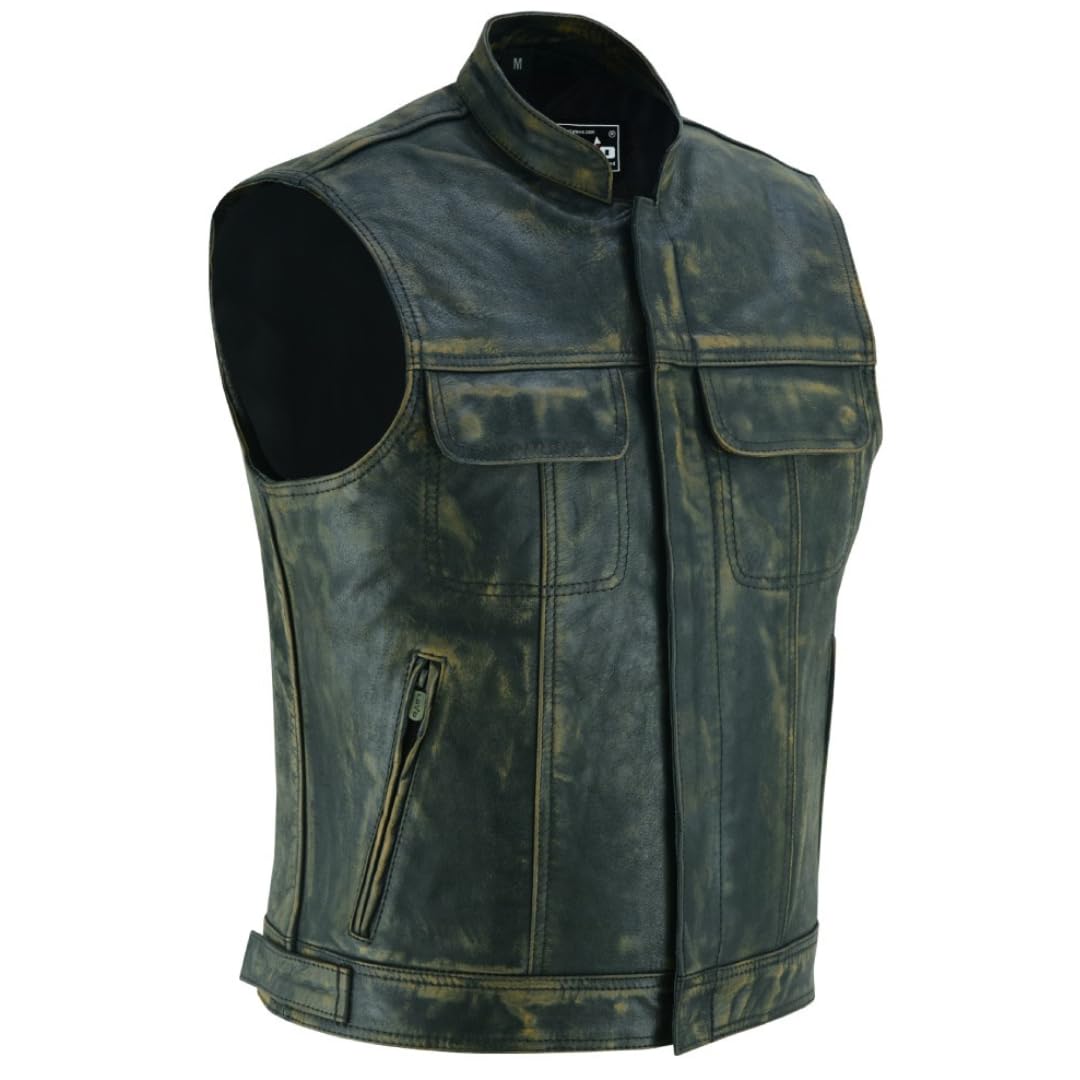 LOVO - Chaleco para Moto de Cuero Genuino Unisex Vintage - Chaleco Unisex de Cuero para Motociclistas - Diseño Vintage con Alta Resistencia y Comodidad - Ideal para Uso Diario y Aventuras en Moto