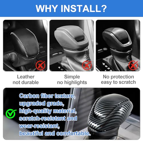OSNLEW Gear Shift Protective Panel, Gear Shift Knob Cover Interior Center Console Anti-Scratching Protector, Auto Accessories fit for RAV4 2019-2025, Black Carbon Fiber Style by OSNLEW - Image 7