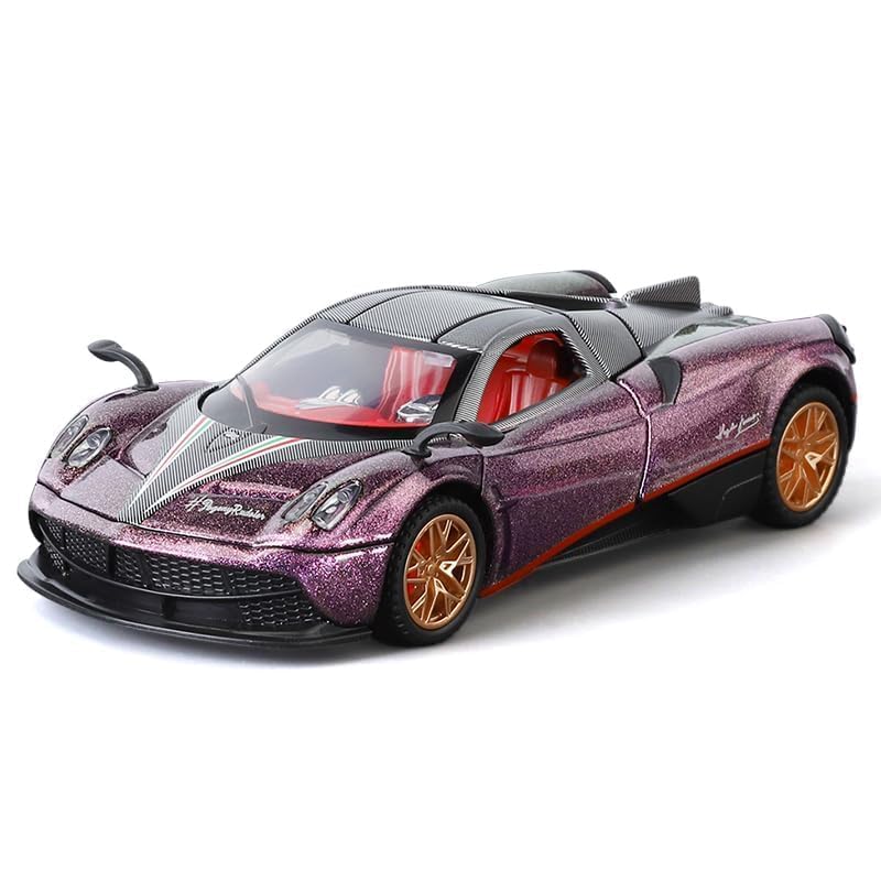 Image of Paganni Huayra Diecast Model Car 1:35 Scale Alloy Metal Toy Car with Pull Back Action, Openable Doors, Light & Sound Effects | Sports Racing Car Toy for Kids Boys Gift (Multicolor)