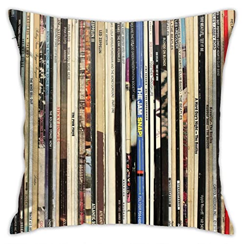 Classic Rock Vinyl Records Throw Pillow Cover Cozy Soft Home Decorative Square Pillow Cases For Party Sofa Couch Bed Cushion Cover 18X18 Inches #TOP3
