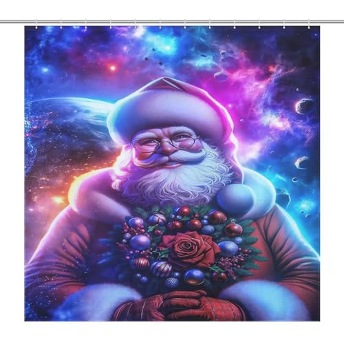 Rideau de douche Père Noël en tissu polyester de qualité supérieure 183x183cm