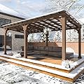 MUPATER 10x20 FT Wooden Grill Gazebo with Sloping Metal roof, 2 Full Size Grills, BBQ Canopy for Outdoor Patio, Lawn, Garden, Brown