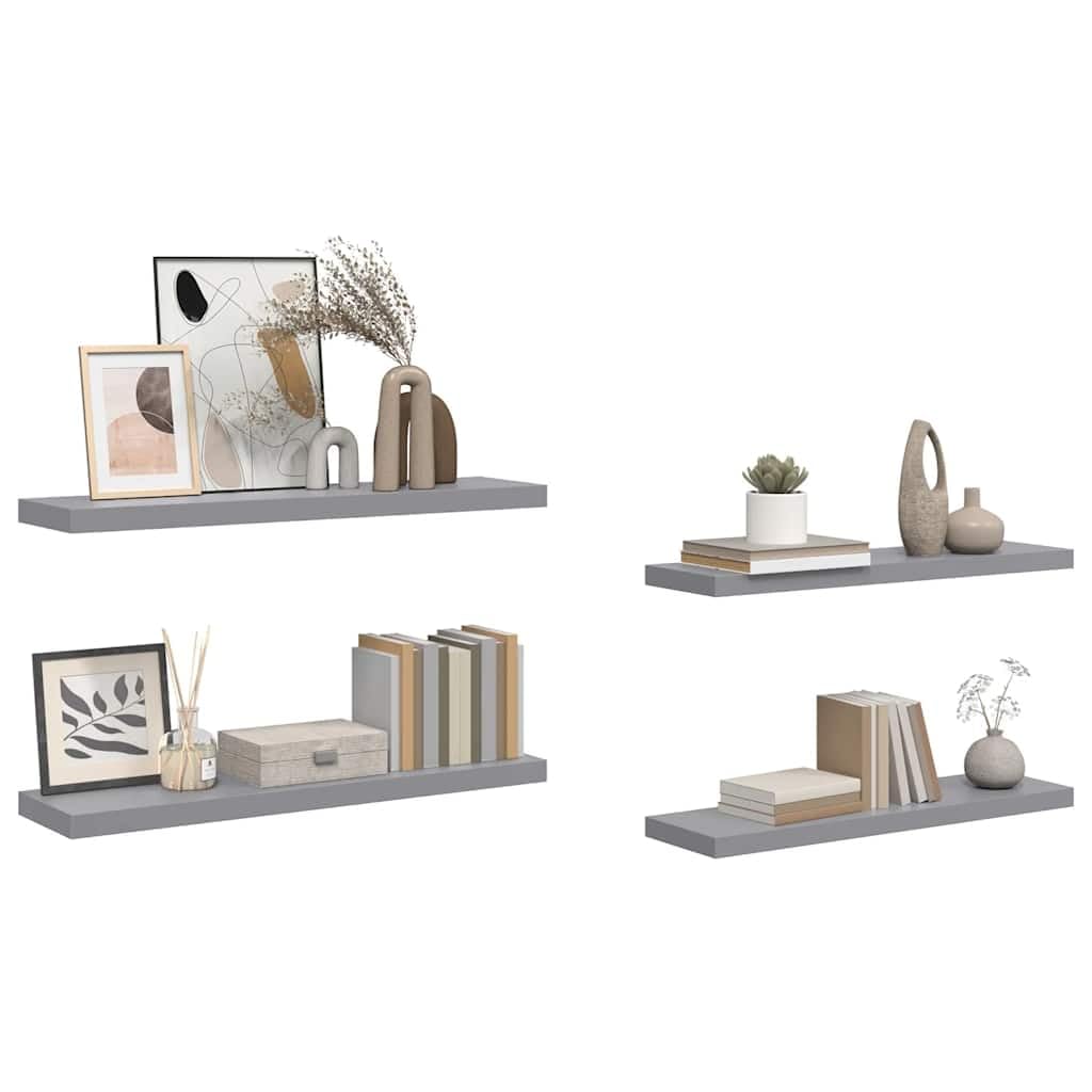 Mangloder - Set di 4 mensole sospese da parete in MDF con telaio in metallo, 90 x 23,5 x 3,8 cm, da appendere, moderne, salvaspazio, per soggiorno, camera da letto, cucina, ufficio, per riporre e
