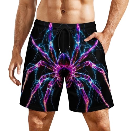 Spider Thunder Mens Swim Trunks with Quick-Drying Lining Beach Shorts for Outdoor Sports