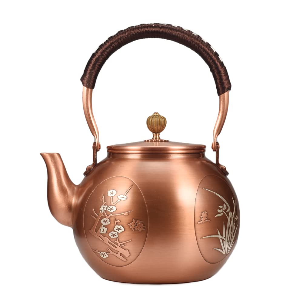 Handgefertigter Kupfertopf mit kochendem Wasser, reine Kupfer-Teekanne, Retro-Gesundheit, Kung-Fu-Teekanne ohne Beschichtung, 1400 ml (Typ 2)