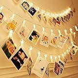 HEHUI 40 LED Photo Clips String Lights, Christmas Decorations Indoor Fairy String Lights for Hanging Photos Pictures Cards Arts Memos, Battery Powered, Ideal gift for Home Dorm Bedroom Decor (16.4 Ft)