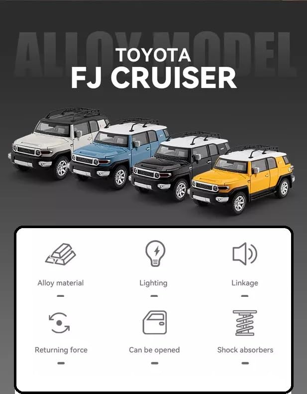 Image of Invite Enterprise Invite Compatible for1:24 Toyota FJ Cruiser Toy Car Model, Diecast Collectible Pull Back Model Car with Sound and Light, Toy Gift Vehicles for Adults Kids Boys Girls [Grey]