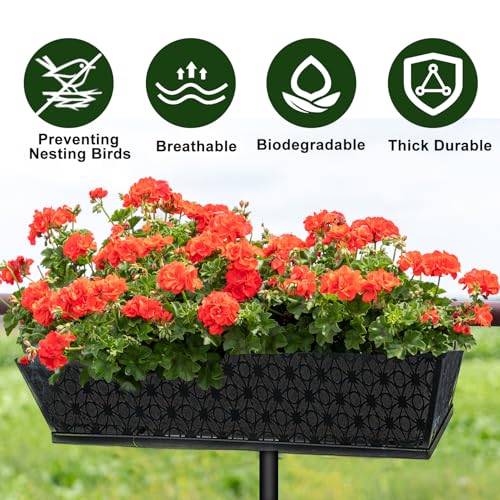 2PCS 24Inch Rectangle Window Box Liner Felt Planter Basket Liner Insert Black Plant Container Liners Non Woven Fabric Liner for Garden Fence Wall Railing Hanging Flower Pot - Avoid Bird Nesting - Thumbnail 3