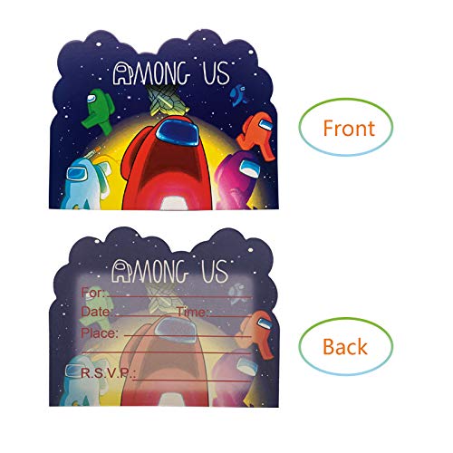 image for Hqyybf 20 Pcs Video Game Birthday Party Invitations for Among Us Birth