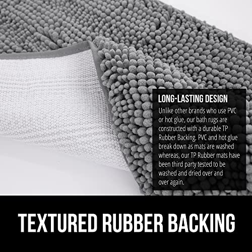 image for GORILLA GRIP Bath Rug Mat 48x17, Thick Soft Absorbent Chenille, Quick 
