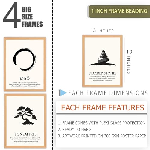 Image of Gamya Spiritual Big Aesthetic Framed Meditation Affirmation Motivational Posters For Living Room, Bedroom Office Wall Decor, Dopamine art /Girls Boys Gift Item (13x19 Inches) (Spiritual Symbols (B))