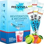 Revival Rapid Rehydration Sachets Electrolytes Powder High Strength Vitamin C, B1, B3, B5, B12 Supplement Sachet Energy Drink, Effervescent Electrolyte Hydration Tablets 12 Pack Assorted Flavours