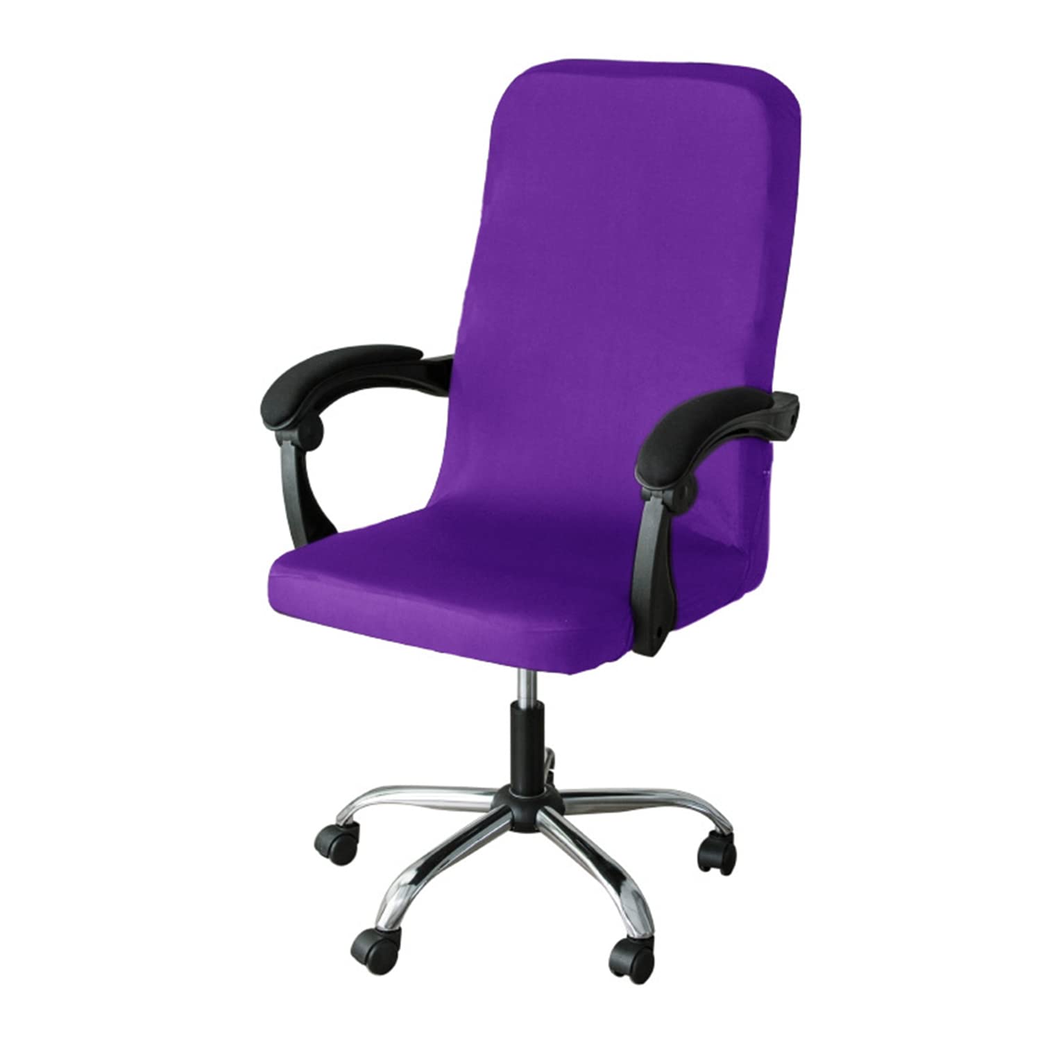 Guyirt Deep Purple Office Chair Cover Universal Washable Rotating Chair Slipcovers Stretch Anti-Dust Computer Chair Slipcover Office Chair Cover -Small