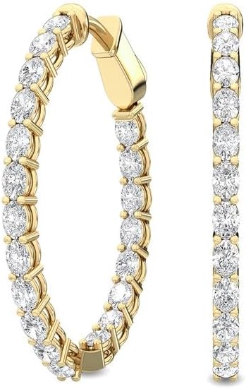 Houston Diamond District 1 to 10 Carat Stunning Oval Shape LAB GROWN Diamond Hoops Earrings for Women (Color E-F Clarity VS2-SI1)