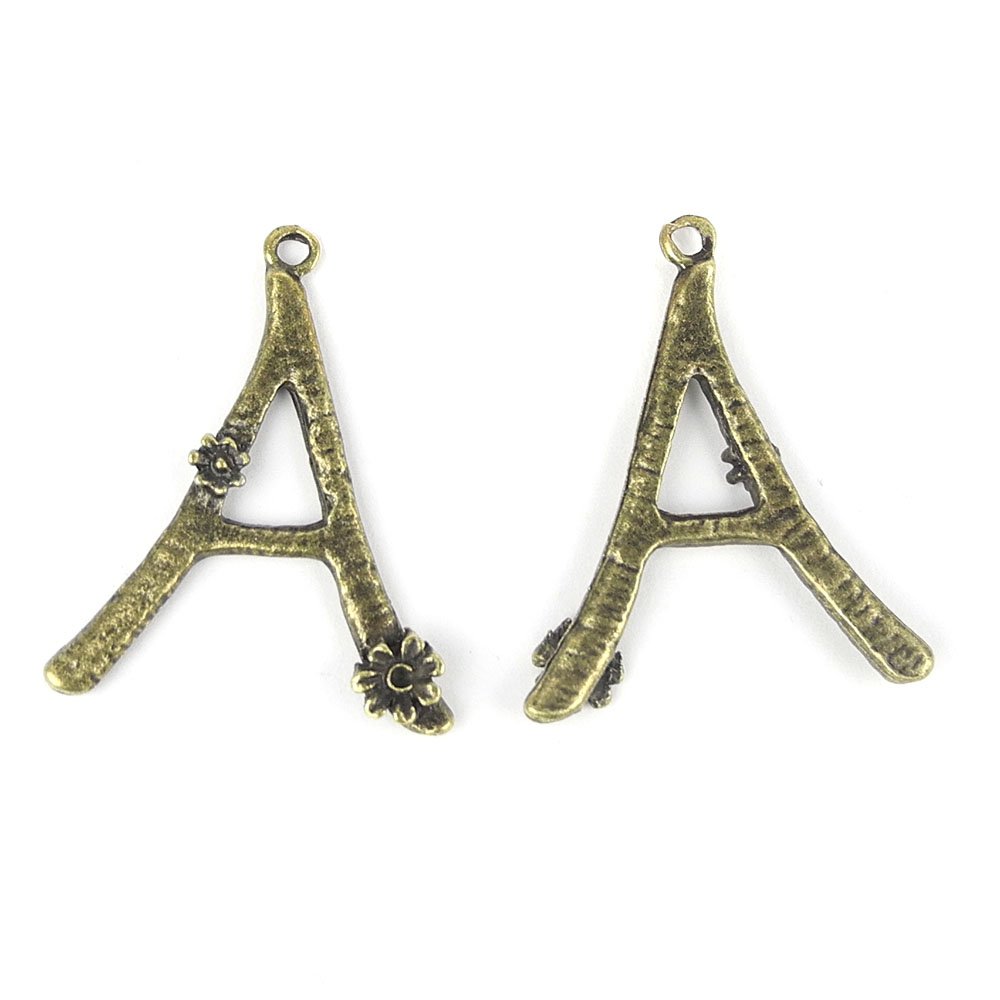 Jewellery Supply Wholesale Supplies Pendant Retro DIY Necklace Fermoir  Repair Keyrings Jewelry Findings Charms A23299-A Letter