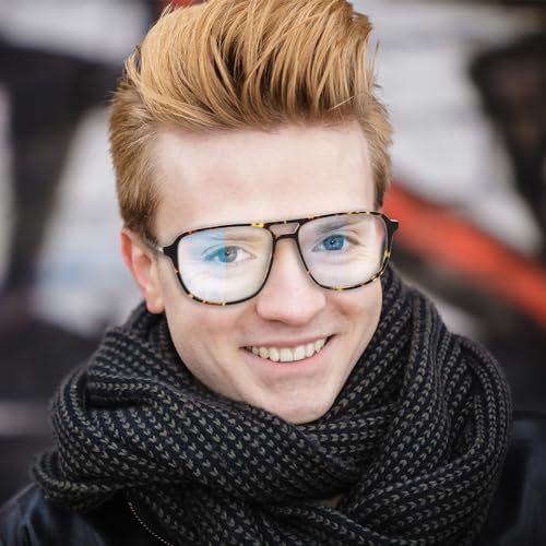 Image of FAA'N Blue Light Glasses Men Acetate Computer Gaming Non Prescription Glasses Lightweight Square Bluelight Blocker Frame