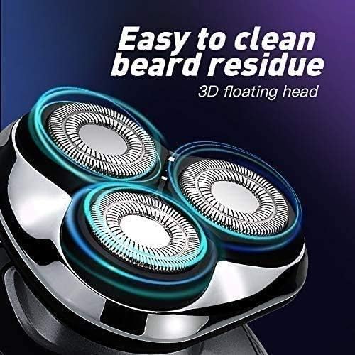 Miniatura 2 de KouRy Afeitadora eléctrica para hombre, rasuradora giratoria recargable por USB azul para hombres, IPX6 impermeable, maquinilla de afeitar eléctrica