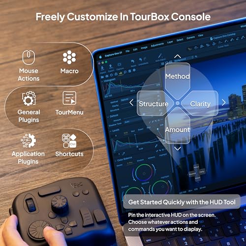 TourBox Elite - Bluetooth Video Editing Controller Color Grading Speed Editor, Intuitive Control, Professional Digital Creator Console for DaVinci, Premiere, Final Cut Pro and More, Mac/PC (Black Set)