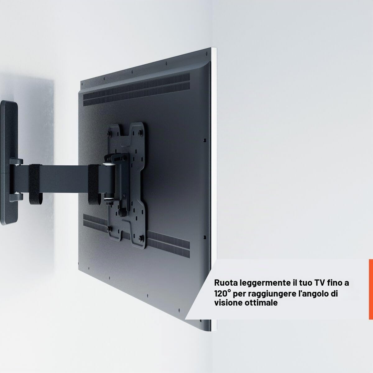 Vogel’s TVM 1225 Supporto TV girevole per televisori da 19-43 pollici, Max. 15 kg, Orientabile fino a 120°, Staffa da parete per TV full-motion max. VESA 200x200