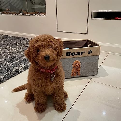 Personalisierbarer Hundespielzeug-Aufbewahrungskorb, faltbar mit dem Namen Ihres Haustiers – rechteckige, individuell gestaltbare Aufbewahrungsbox für Hundespielzeug, Hundemäntel, Kleidung und Decken