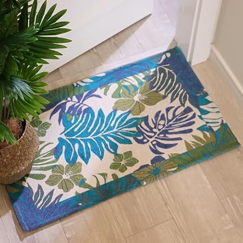 AMIDA Non-Slip Tropical Leaf Doormat 50x80cm Cover