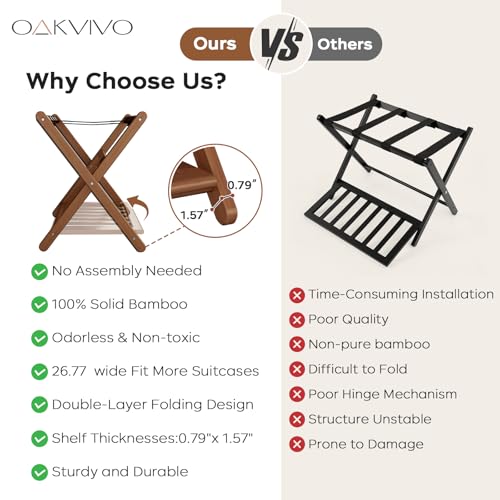 oakvivo Bamboo Luggage Racks Set of 2