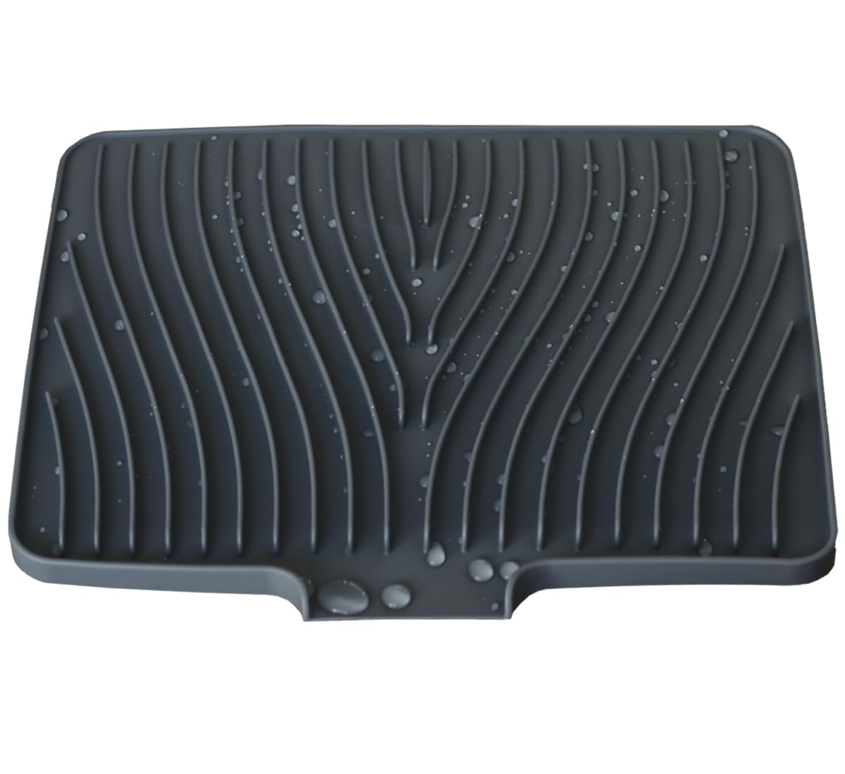 Silicone Drying Mat for Kitchen Counter Dish Drying Mat with Built-in Drain Heat Resistant 15.7inch (black, 1pcs)