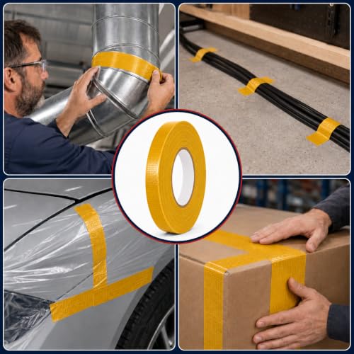 Image of GGR Supplies CDT-36 Industrial Grade Cloth Duct Tape, Ochre Yellow 4 Inch x 60 Yards, Waterproof UV Resistant Heavy Duty, Clean Removal with No Sticky Residue for Repairs, Packaging, and Bundling