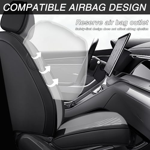 Image of Car Seat Covers for Chevrolet Equinox 2005-2026, Premium Nappa Leather Waterproof & Anti-Slip, Full Coverage Customized fit Chevrolet Equinox Seat Covers Full Set (5 Seats Luxury,Black-Gray)