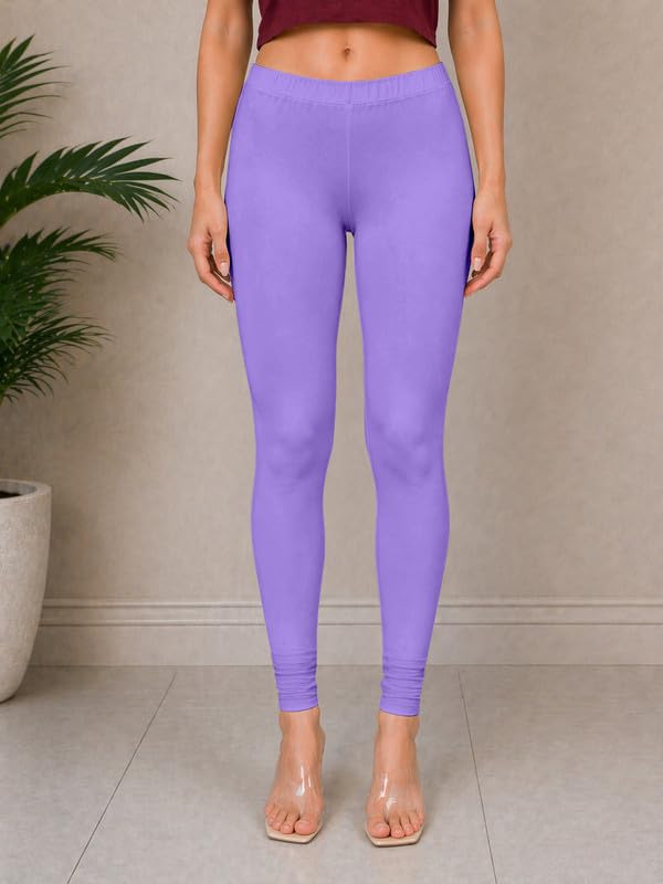 Image of TRENDMALLS Women's Microfiber Elastane Stretch Soft Churidar Length Leggings with Ultrasoft Waistband